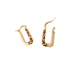 گوشواره حلقه ای طلا زنانه طرح پلنگی مدل مستطیل کد 3103 - Image 3
