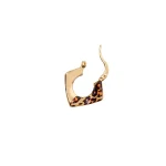 گوشواره حلقه ای طلا زنانه طرح پلنگی مدل لوزی کد 3104