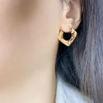 گوشواره حلقه ای طلا زنانه طرح پلنگی مدل لوزی کد 3104