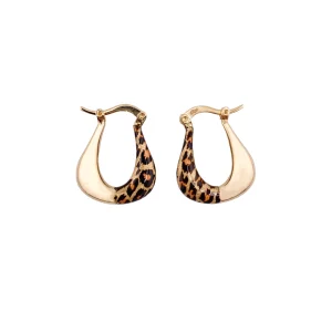 گوشواره حلقه ای طلا زنانه طرح پلنگی مدل قطره کد 3105