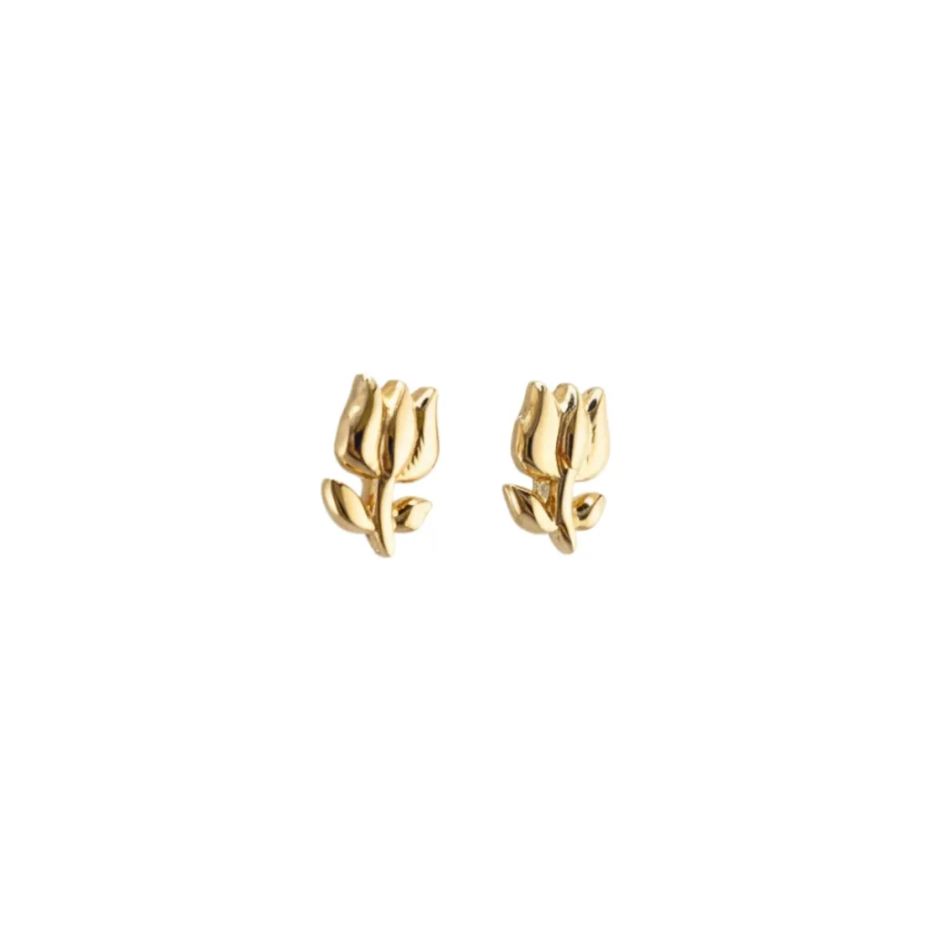 گوشواره میخی طلا زنانه طرح گل لاله کد 3109