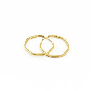 گوشواره حلقه ای طلا زنانه 6 ضلعی کد 3117