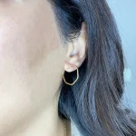 گوشواره حلقه ای طلا زنانه 6 ضلعی کد 3117