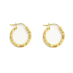 گوشواره حلقه ای طلا زنانه طرح هندسی کد 3137